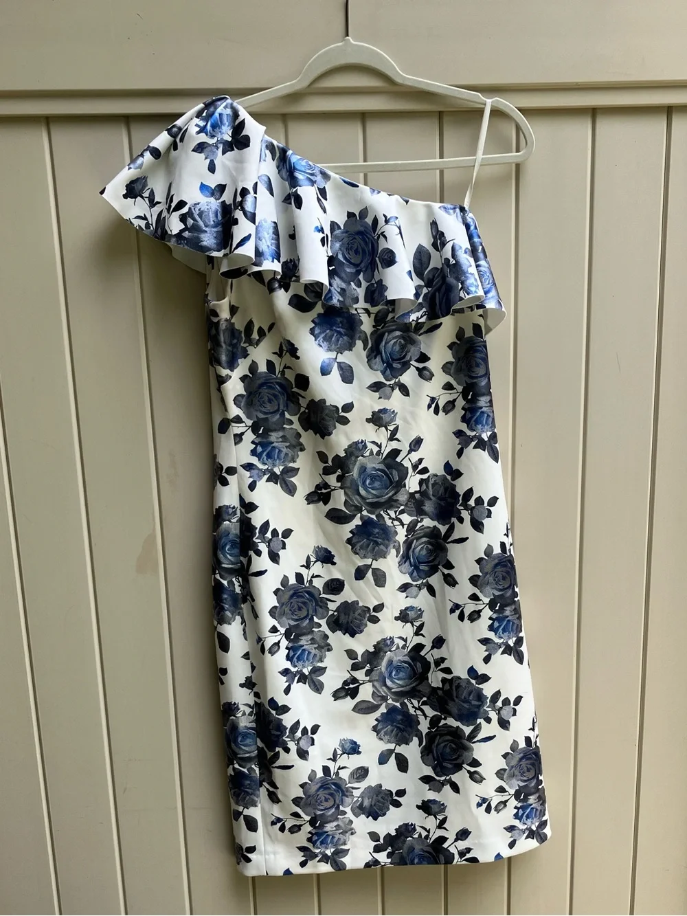 Eliza J one shoulder floral cocktail dress sz 12 wedding guest scuba sheath - Picture 5 of 10